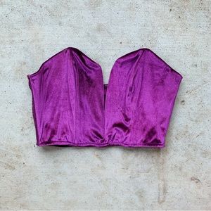 2 For $25 Bustier Top Velvet Purple Strapless Lace - Small